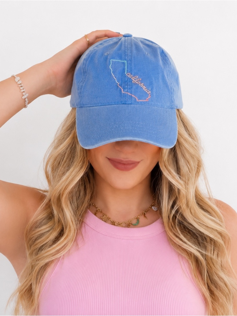 Home Free California Embroidered Blue Dad Hat Coastal Beach Adjustable‎ Cap